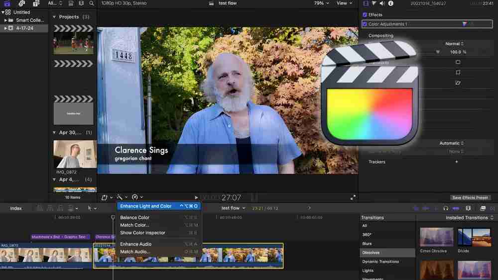 Final Cut Pro magnetic timeline on Apple MacBook Pro